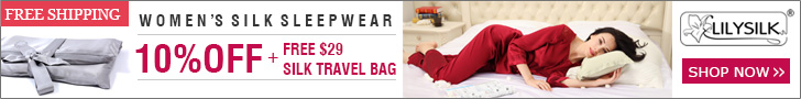Get 10% Off and one Free Silk Travel Bag($29) buying Womens' Silk Sleepwear. Free US Ship! Shop now.